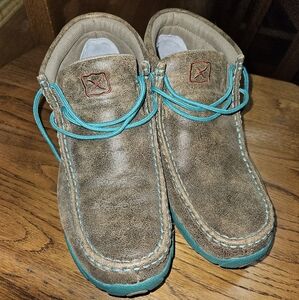 Twisted X Brown and Teal Moccasins